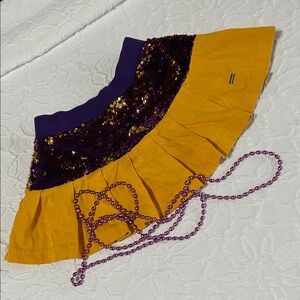 Mardi Gras Purple and Yellow Sequin Skirt with Beads